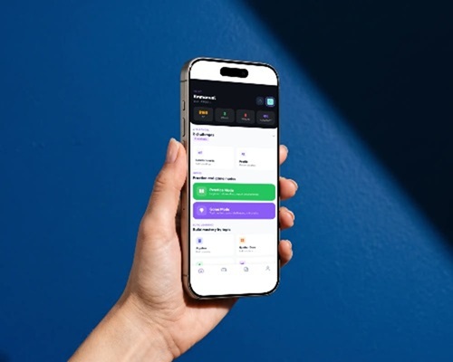 MathQuest personal dashboard on a phone showing progress cards and practice shortcuts